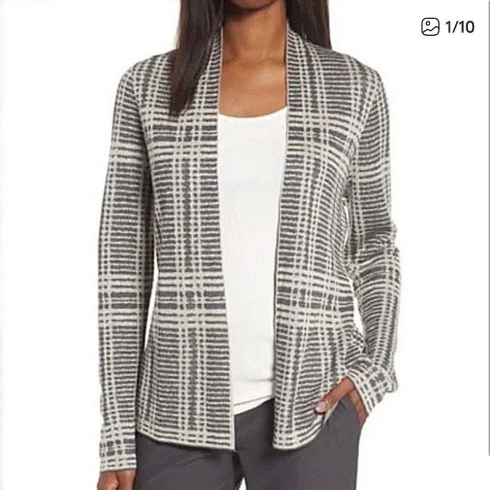 Eileen Fisher Tencel Merino Wool Blend Cardigan Sweater Gray
